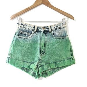 American Apparel Acid Wash Green High Waist Shorts